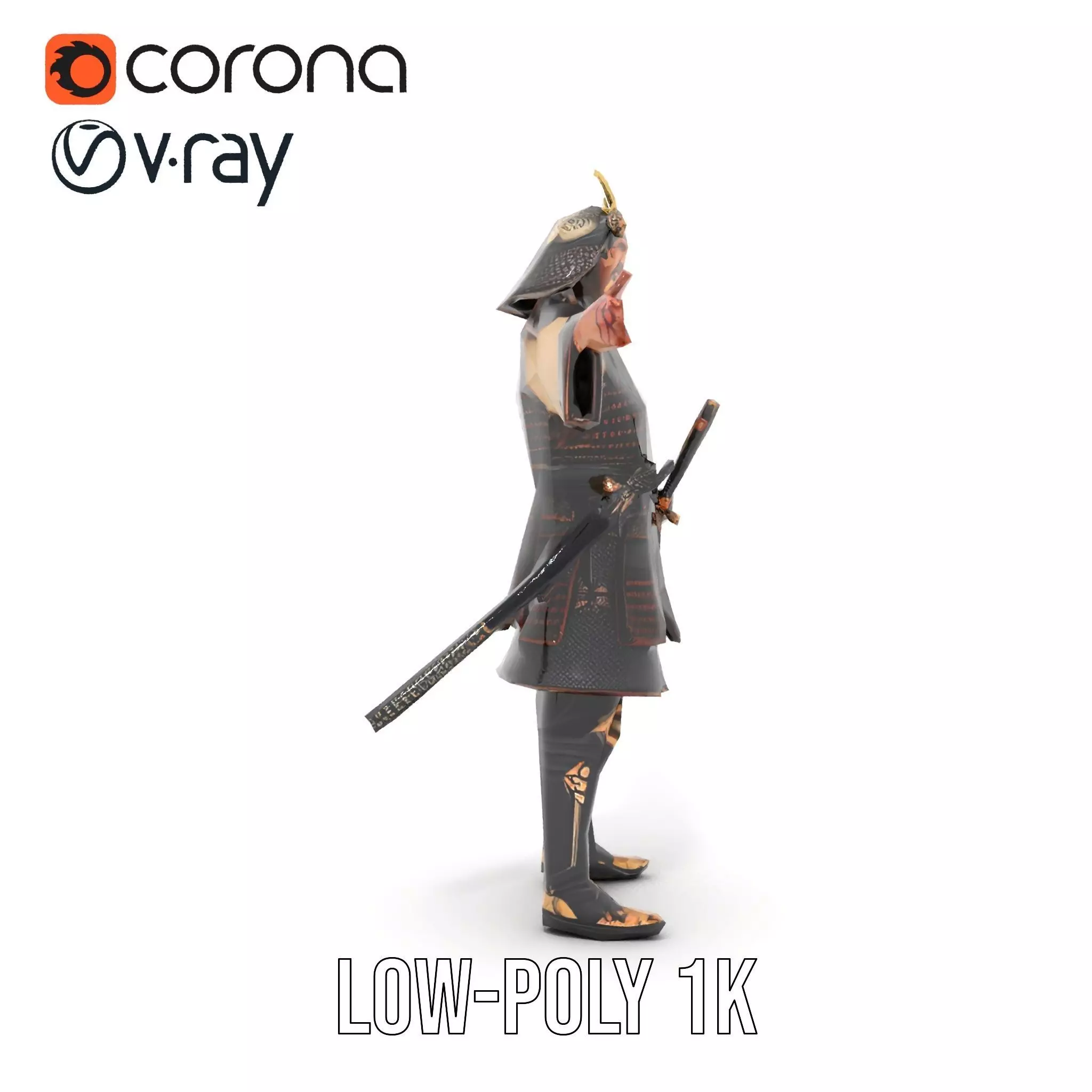 Samurai Armor Warrior model pack Low-poly 3D model_25