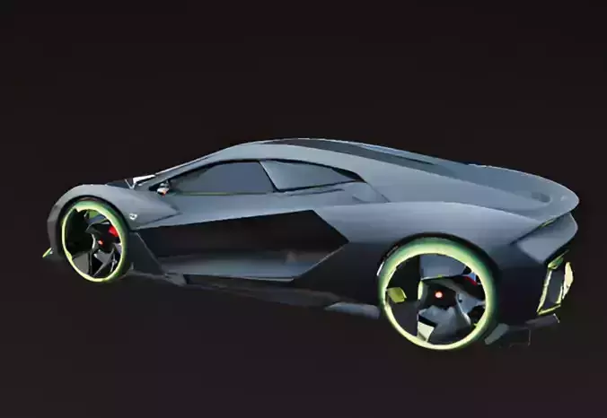 Futuristic EV Hypercar 3D model 7