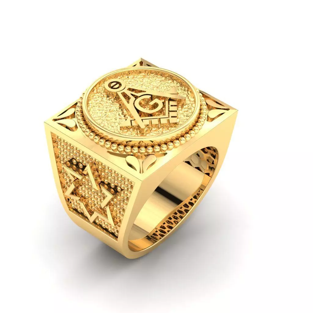 Compass and divid star ring stl file 3D print model_0