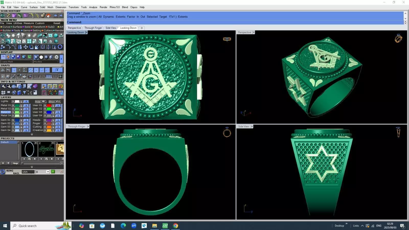 Compass and divid star ring stl file 3D print model_4