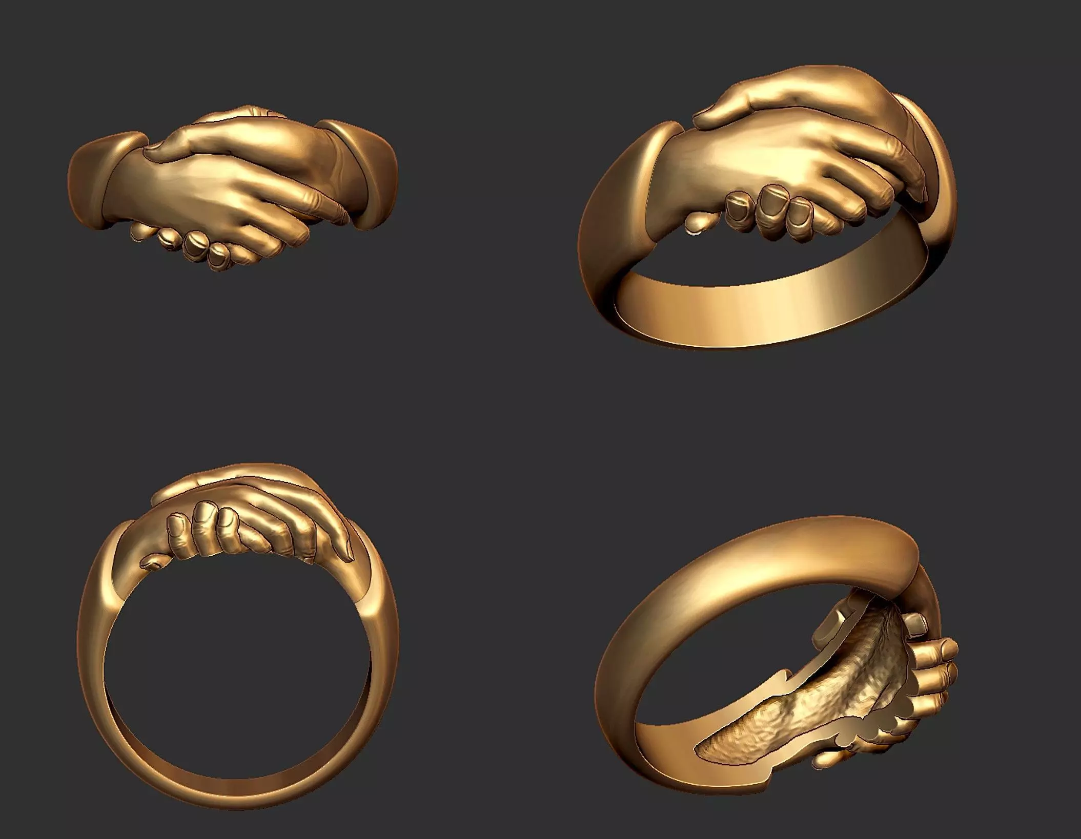 Handshake ring Symbol of fidelity and friendship Large model 3D print model_1