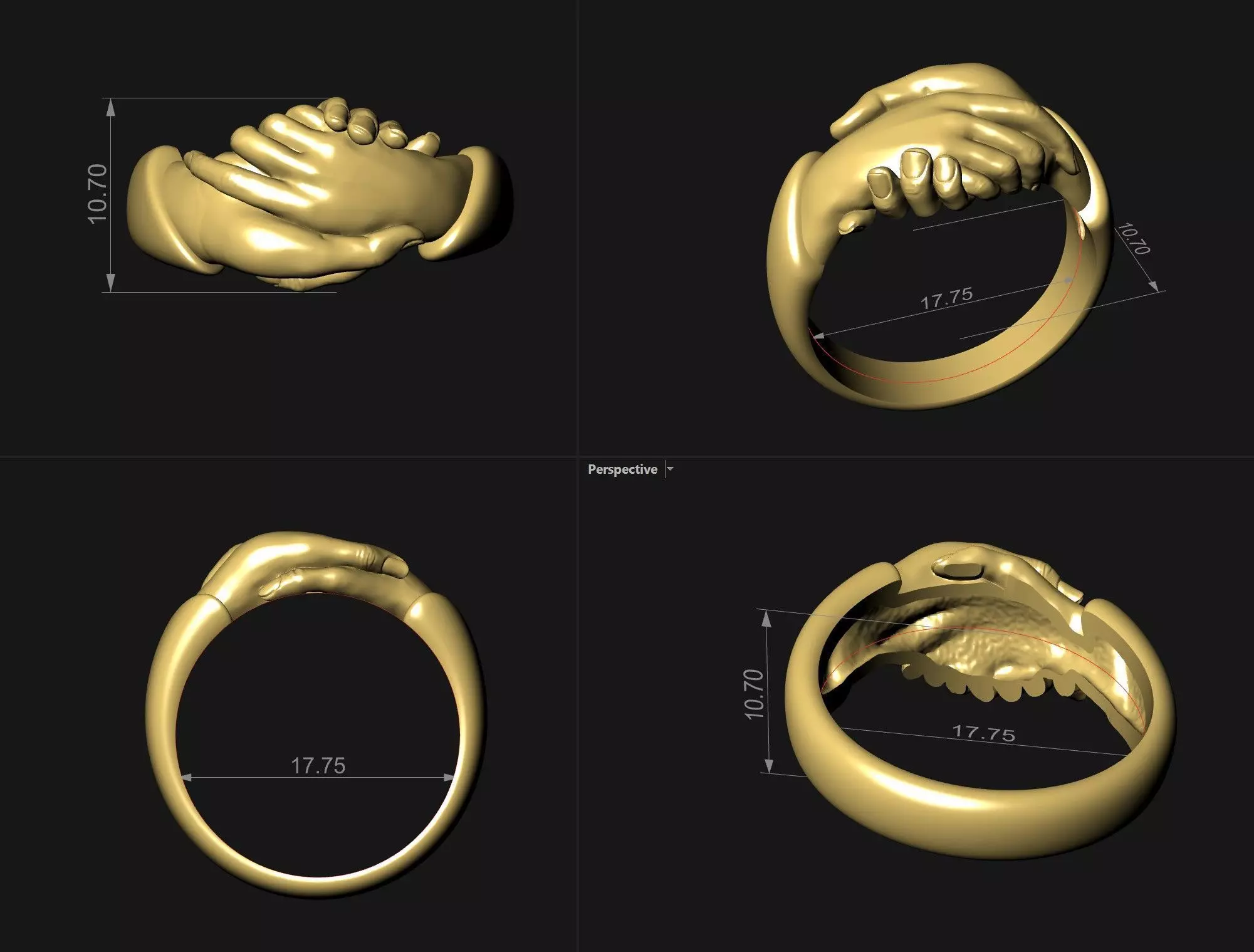 Handshake ring Symbol of fidelity and friendship Large model 3D print model_11