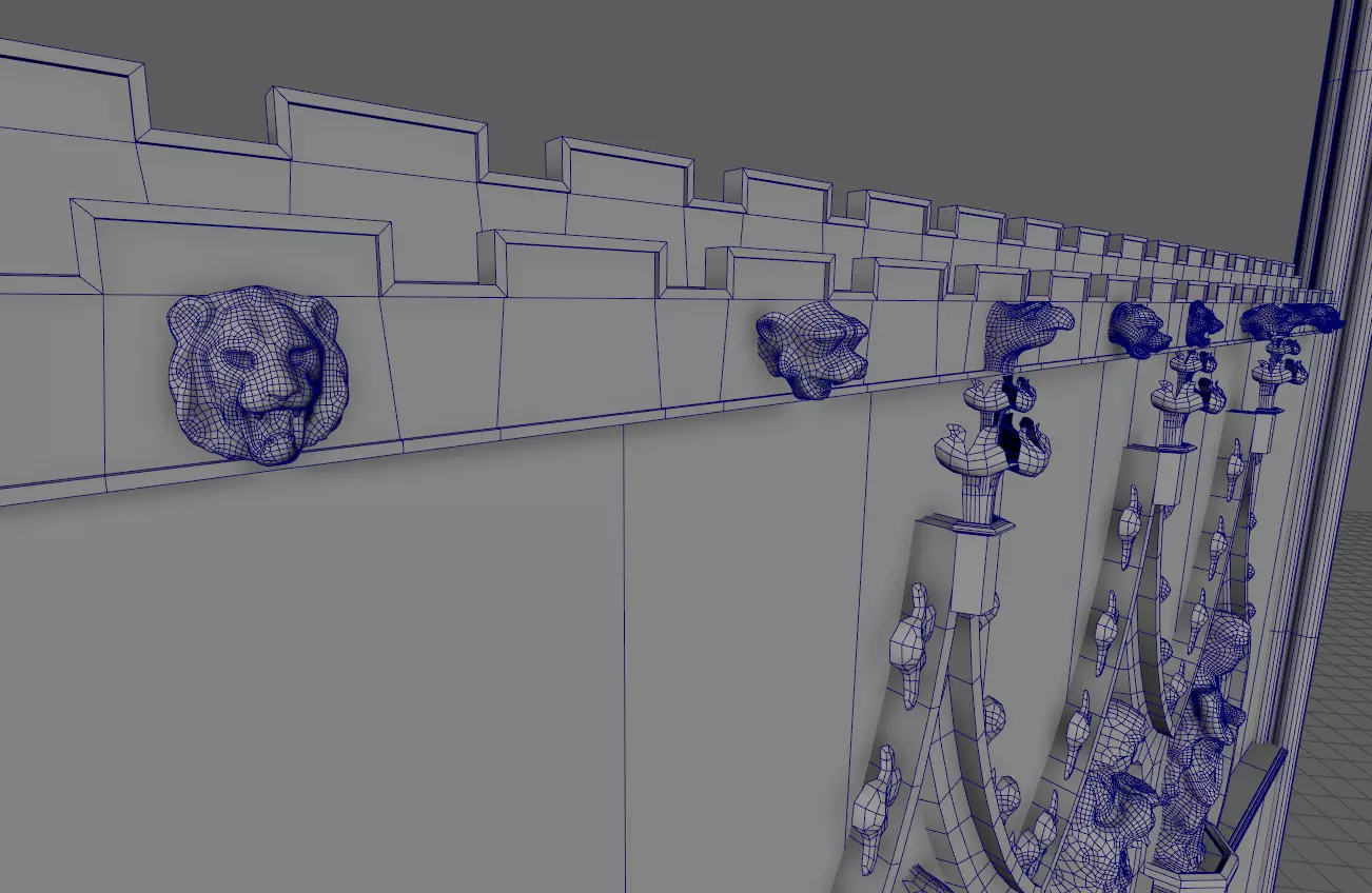 Medieval Church Octogon Bottom Arch - ONLY Low-poly 3D model_14