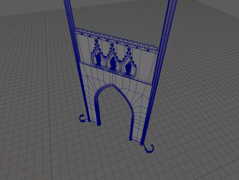 Medieval Church Octogon Bottom Arch - ONLY Low-poly 3D model_16