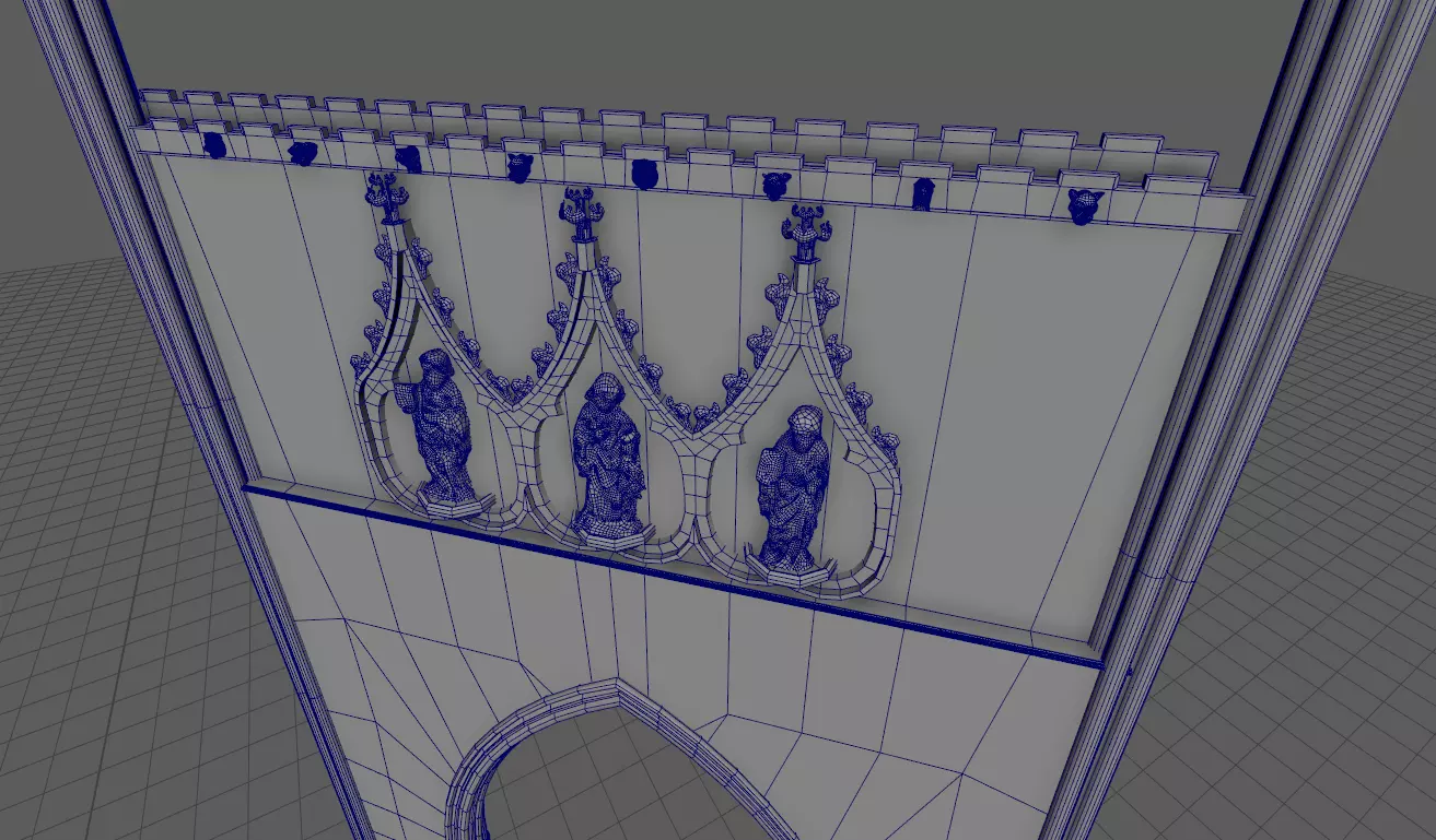 Medieval Church Octogon Bottom Arch - ONLY Low-poly 3D model_13