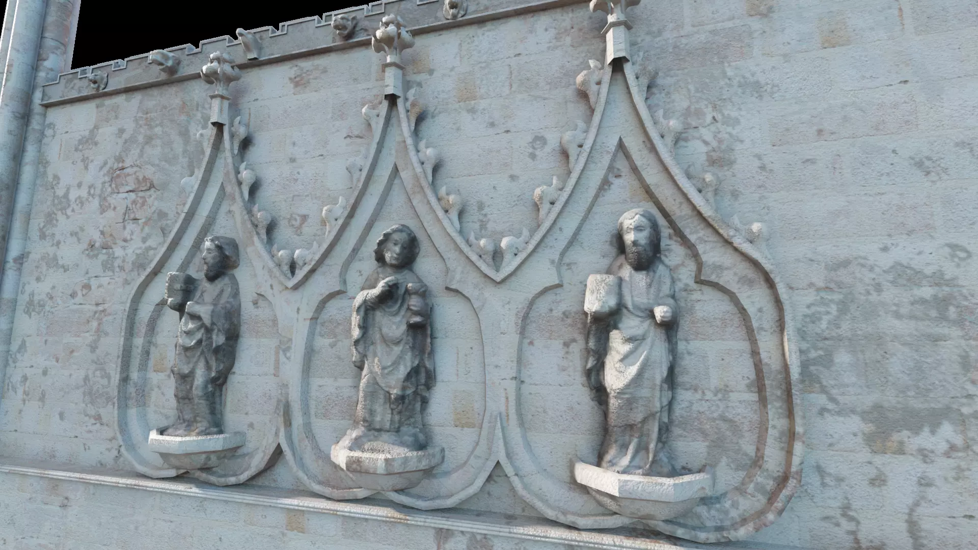 Medieval Church Octogon Bottom Arch - ONLY Low-poly 3D model_5