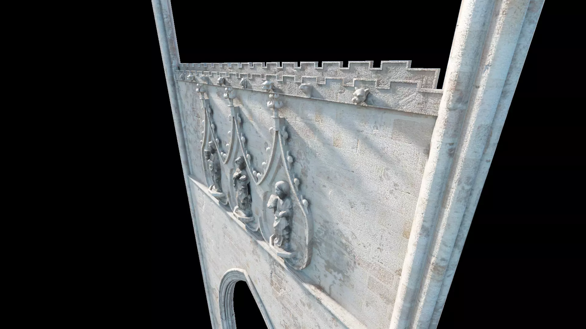 Medieval Church Octogon Bottom Arch - ONLY Low-poly 3D model_4