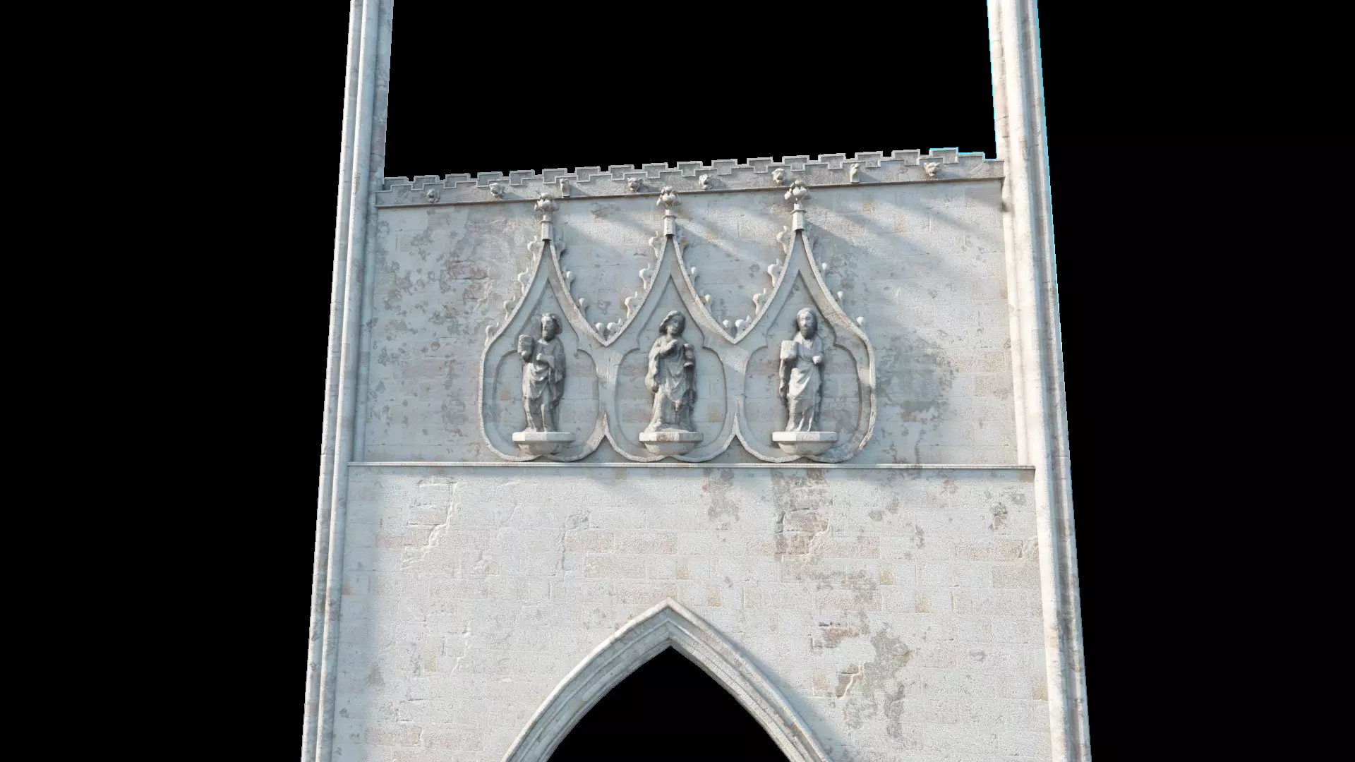 Medieval Church Octogon Bottom Arch - ONLY Low-poly 3D model_2