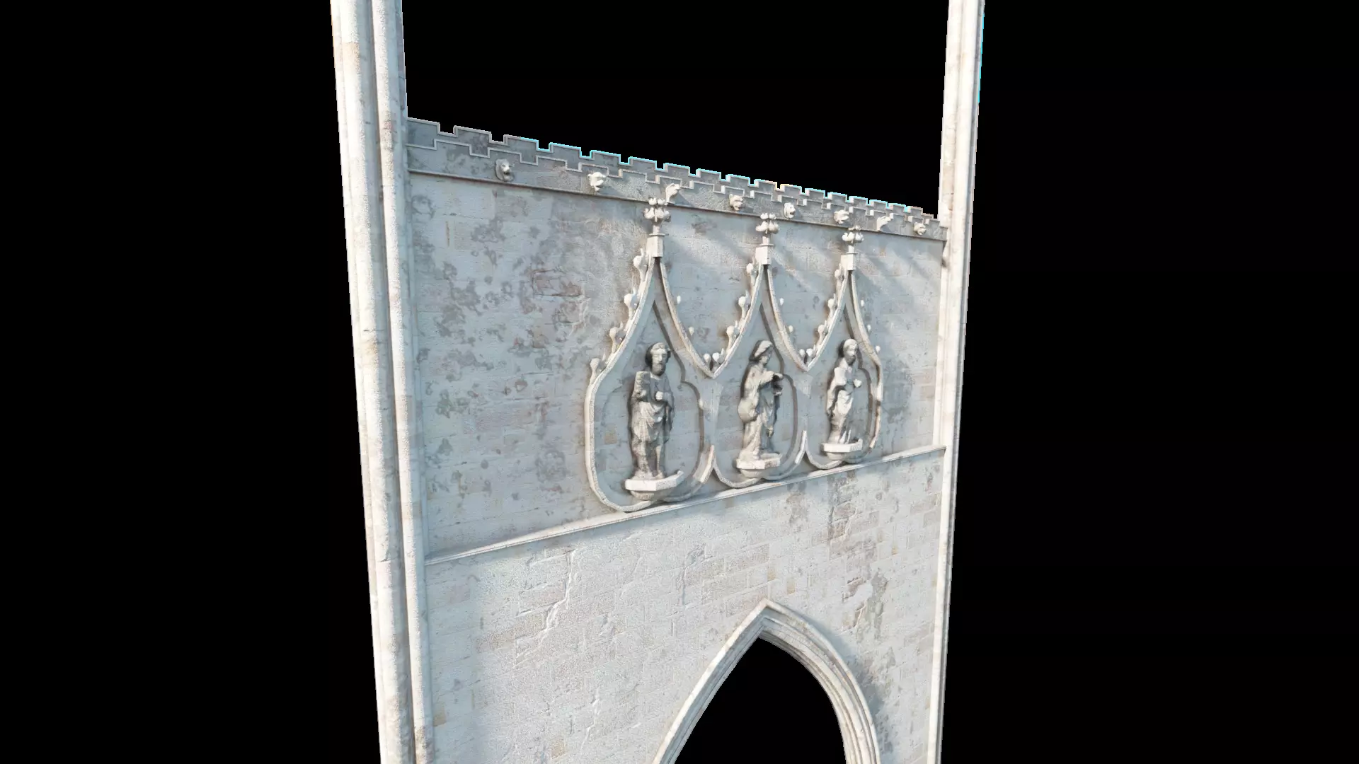 Medieval Church Octogon Bottom Arch - ONLY Low-poly 3D model_10