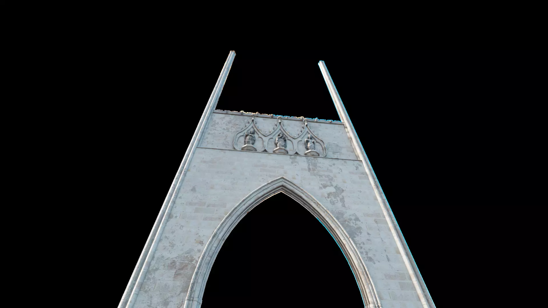 Medieval Church Octogon Bottom Arch - ONLY Low-poly 3D model_12