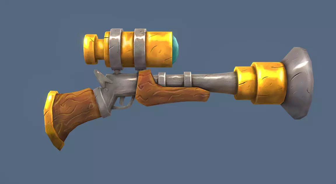 Game Ready Handpainted Low Poly Gun Model Low-poly 3D model_2