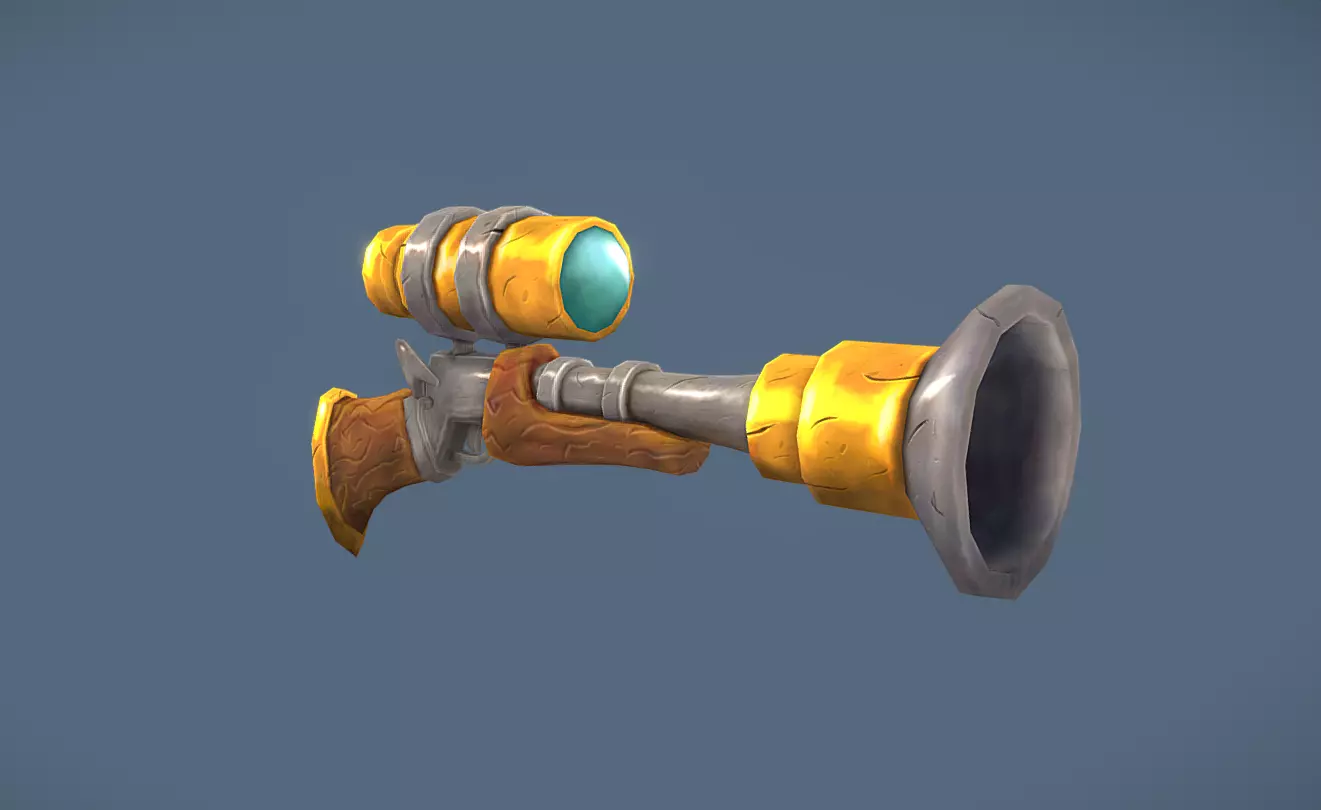 Game Ready Handpainted Low Poly Gun Model Low-poly 3D model_0