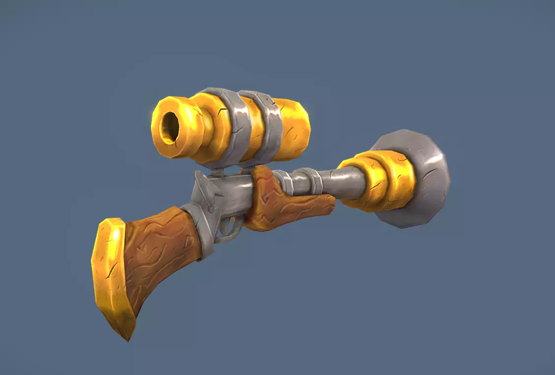 Game Ready Handpainted Low Poly Gun Model Low-poly 3D model_1