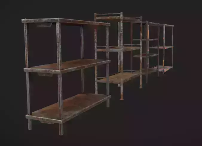 Rusty Shelves Low-poly 3D model 3
