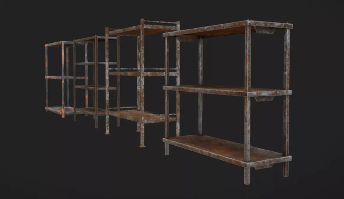 Rusty Shelves Low-poly 3D model_10
