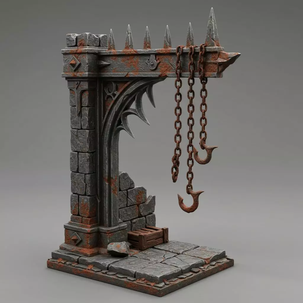 Dungeon Hanging Chains Miniature Medieval RPG Prop 3D model_0