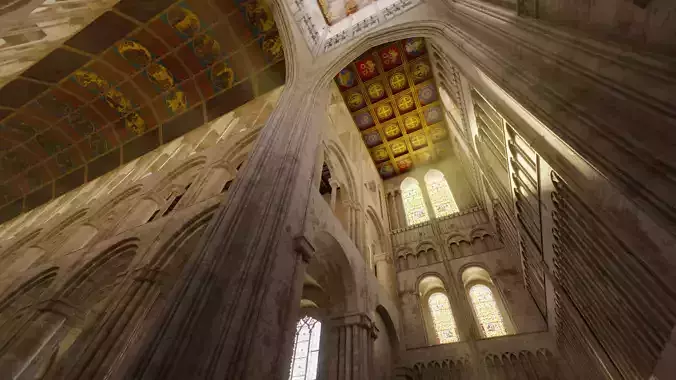 Cathedral  Romanesque Entrance Sides Section - ONLY Low-poly 3D model