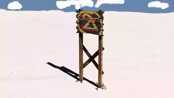 Hl2 style Danger Mines Wooden Sign