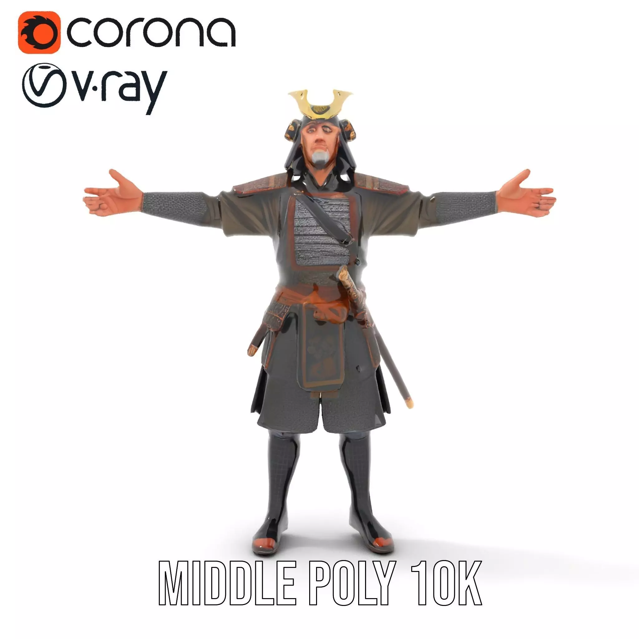 Samurai Warrior Armor model pack Low-poly 3D model_18