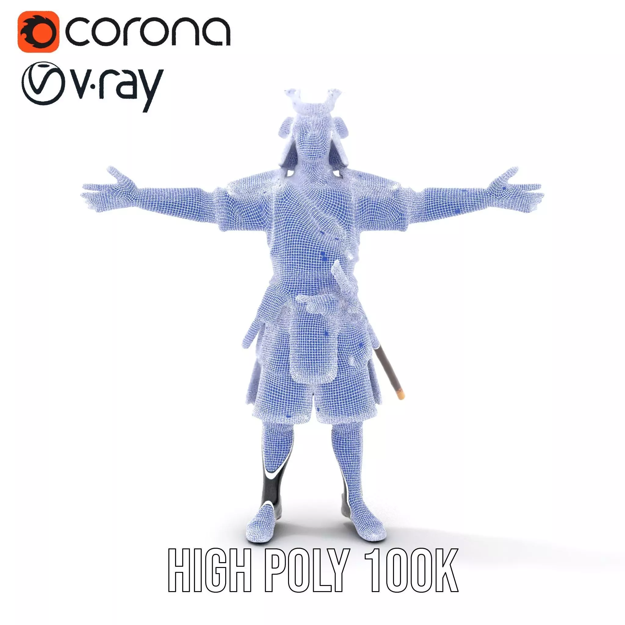 Samurai Warrior Armor model pack Low-poly 3D model_32