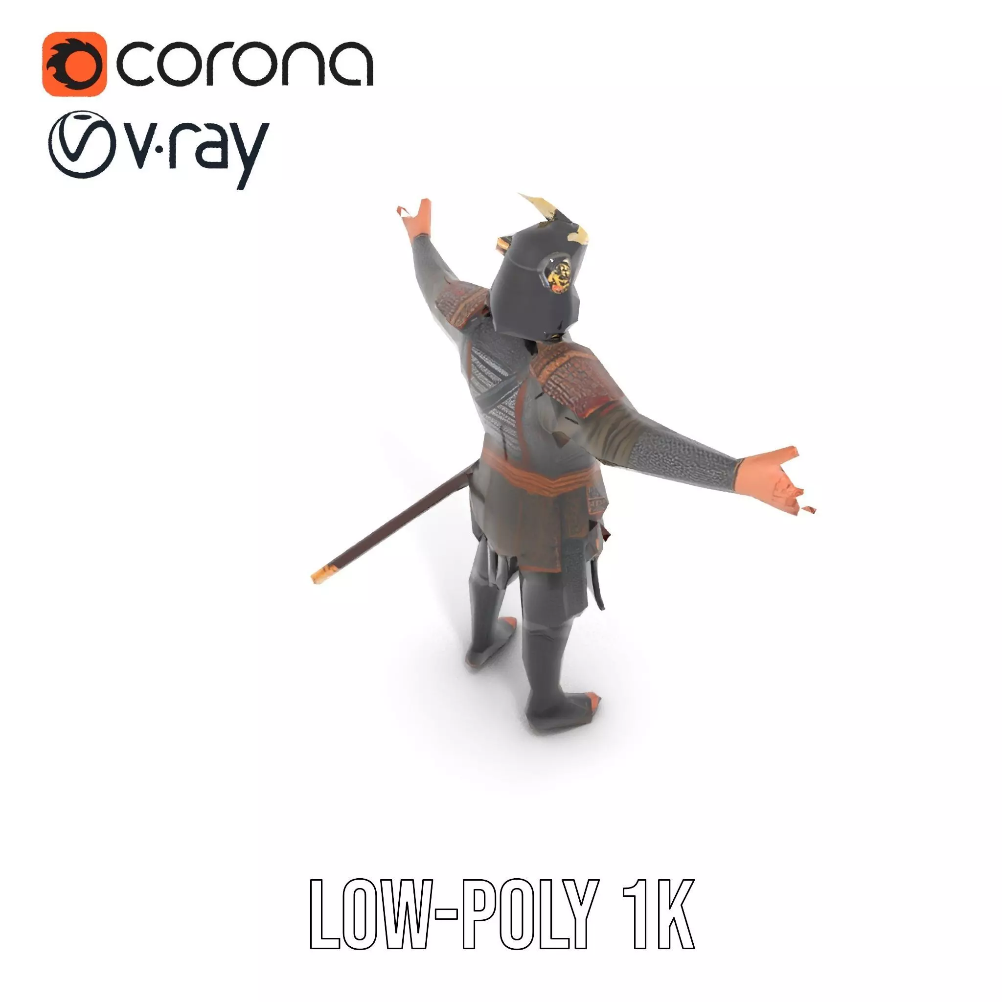 Samurai Warrior Armor model pack Low-poly 3D model_13
