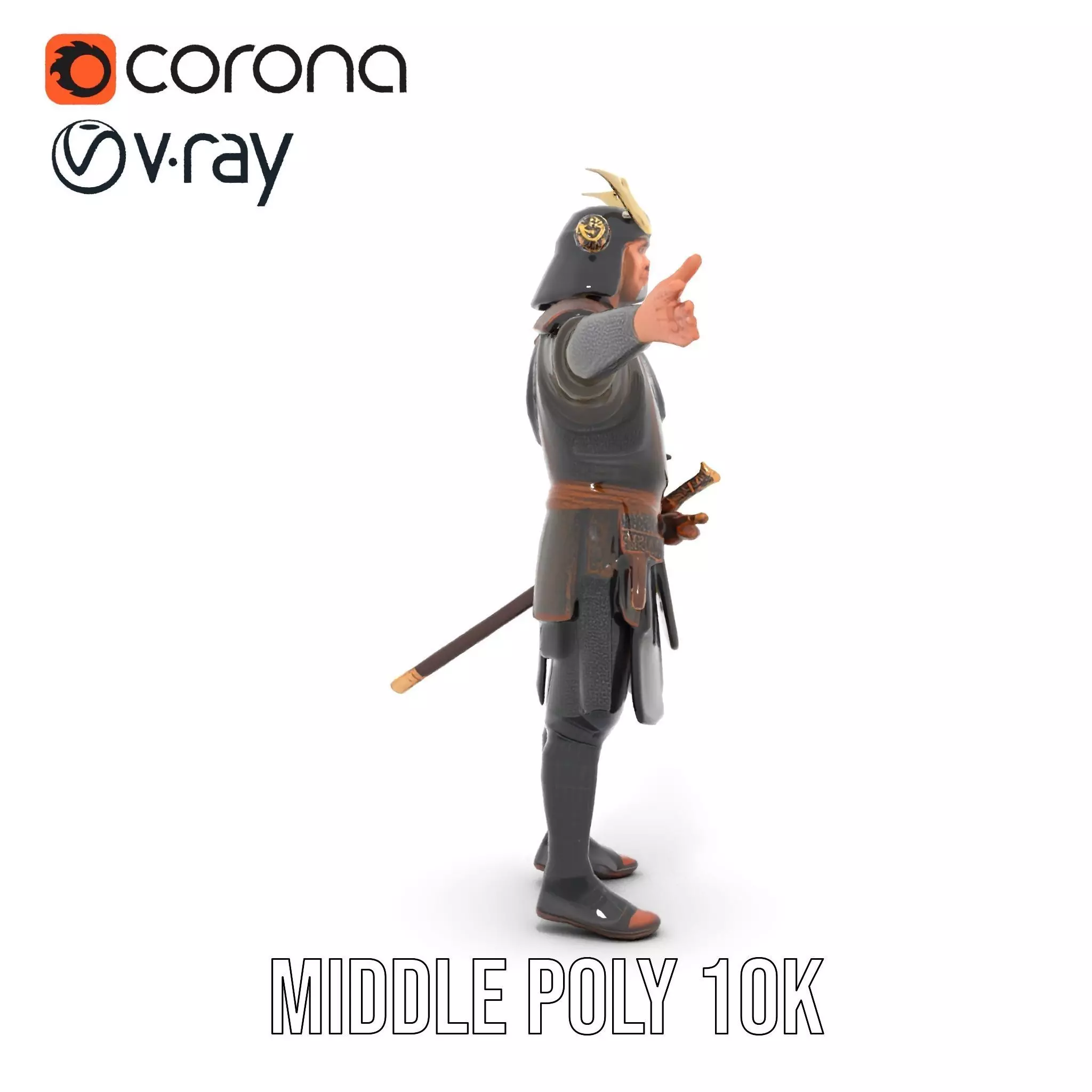 Samurai Warrior Armor model pack Low-poly 3D model_21