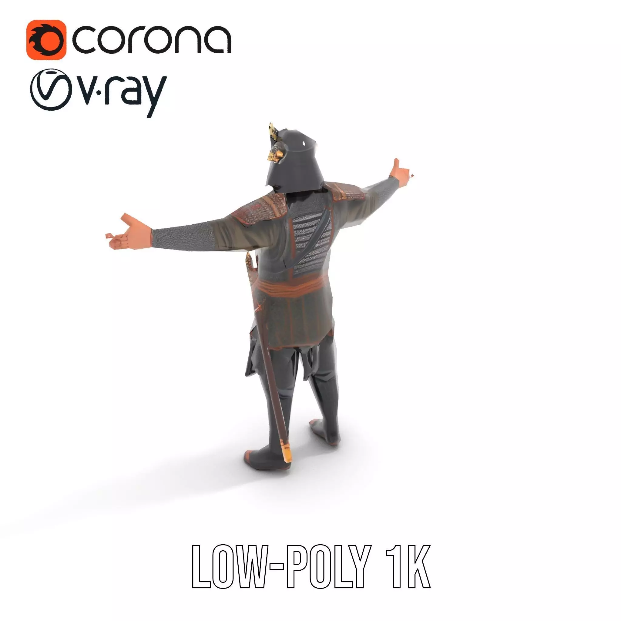 Samurai Warrior Armor model pack Low-poly 3D model_7