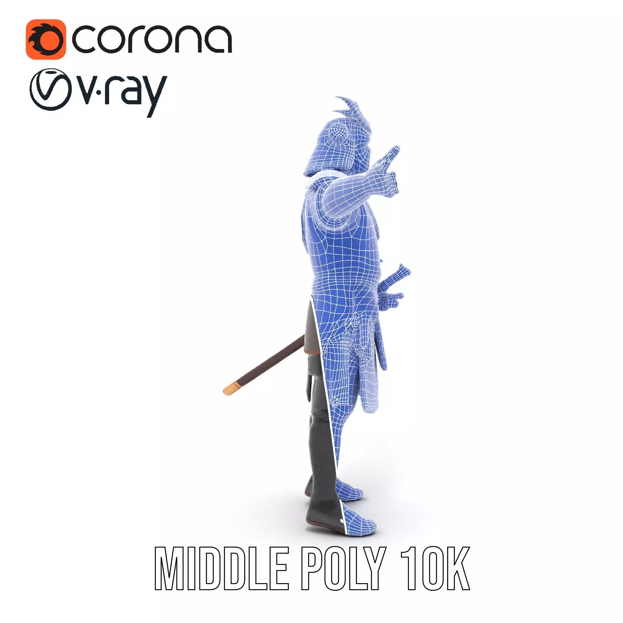 Samurai Warrior Armor model pack Low-poly 3D model_12