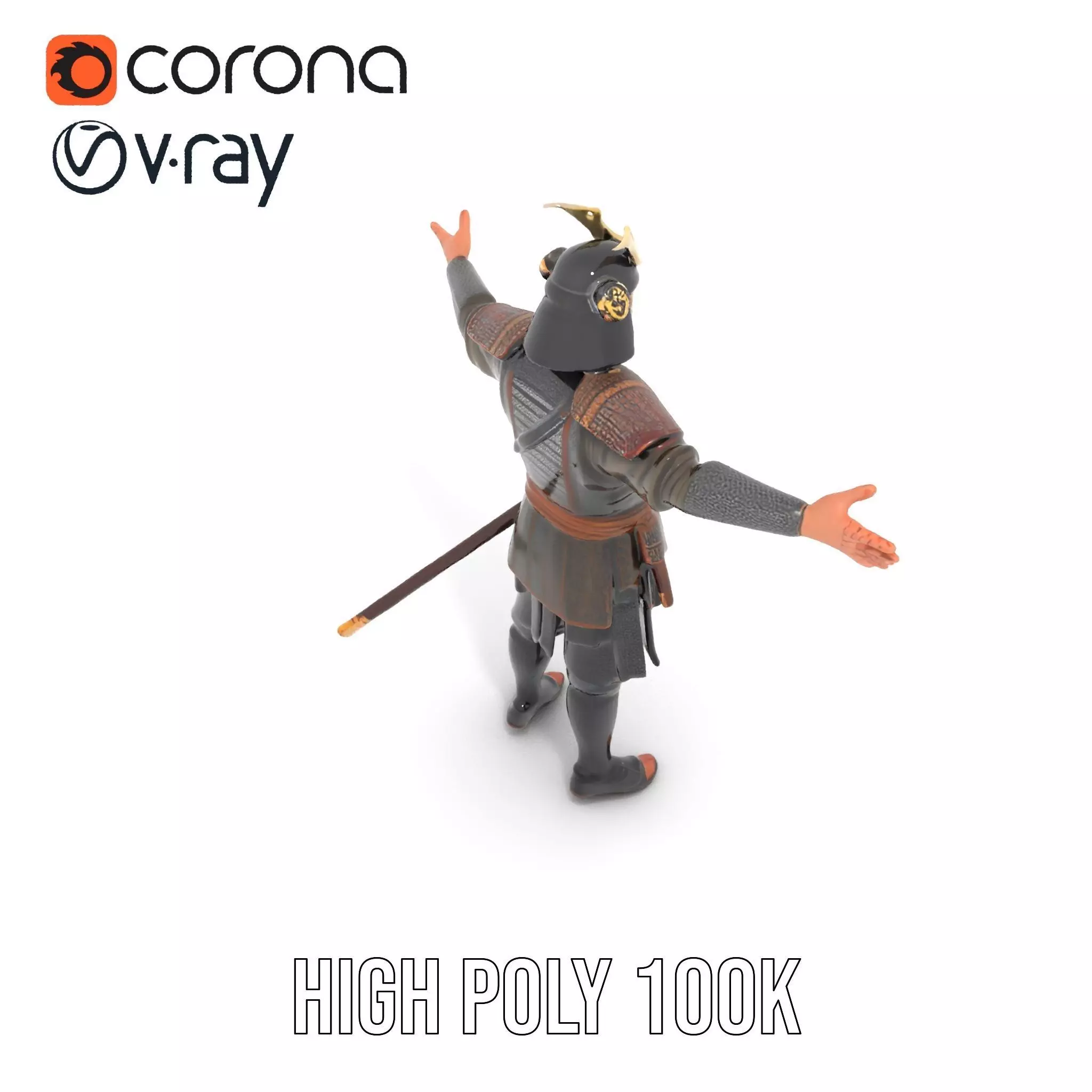 Samurai Warrior Armor model pack Low-poly 3D model_20