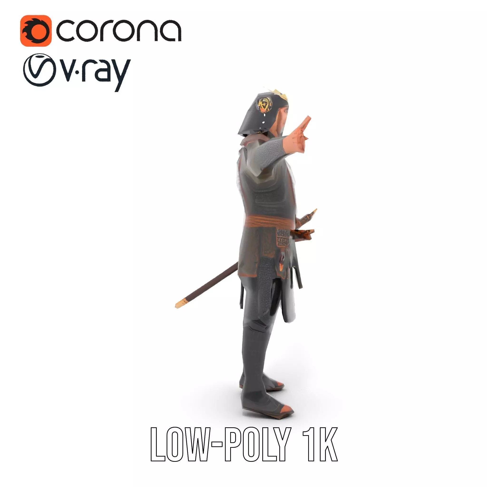 Samurai Warrior Armor model pack Low-poly 3D model_8