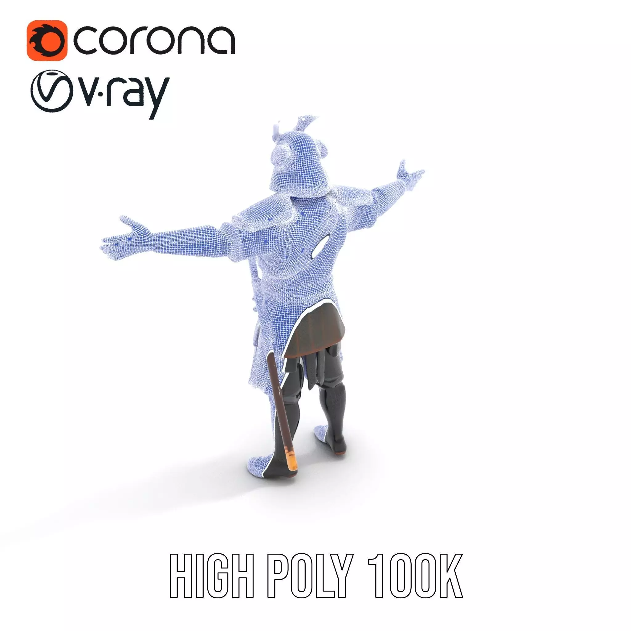 Samurai Warrior Armor model pack Low-poly 3D model_31