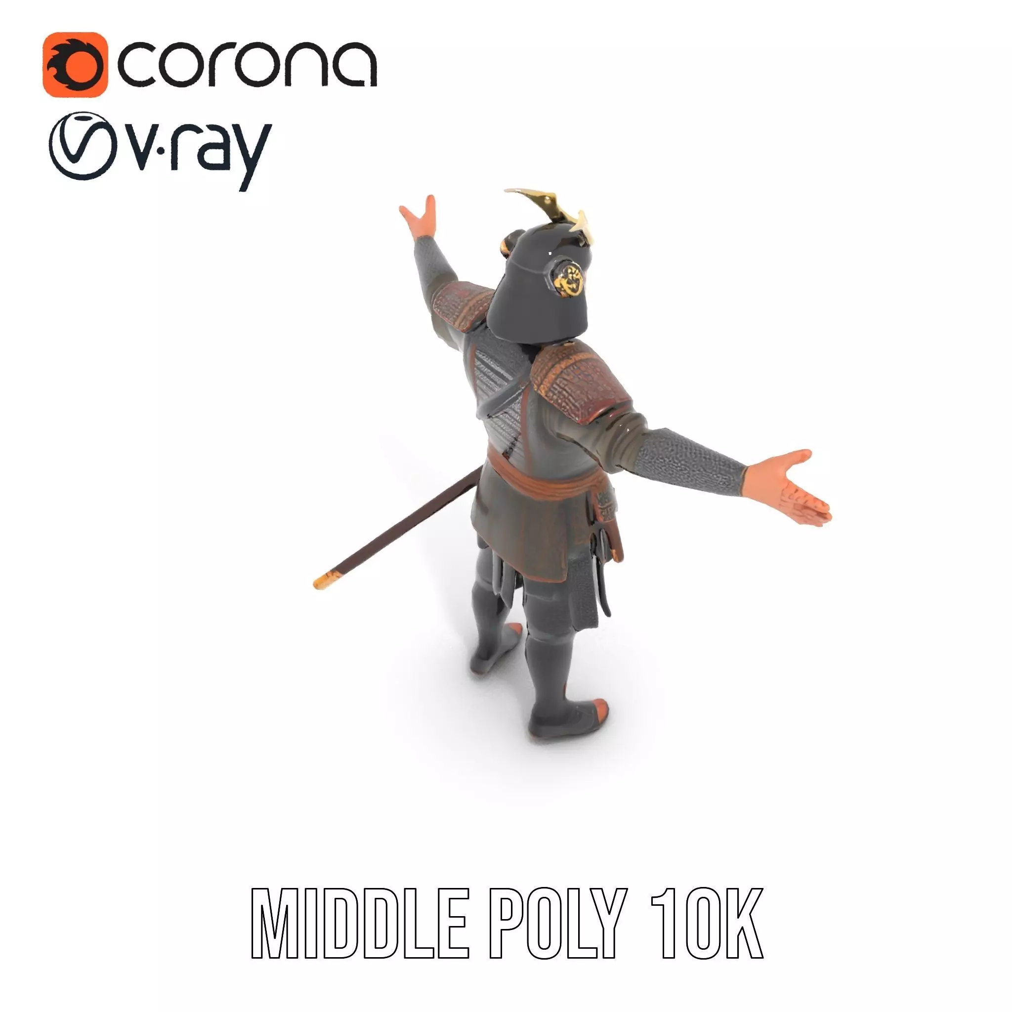 Samurai Warrior Armor model pack Low-poly 3D model_6