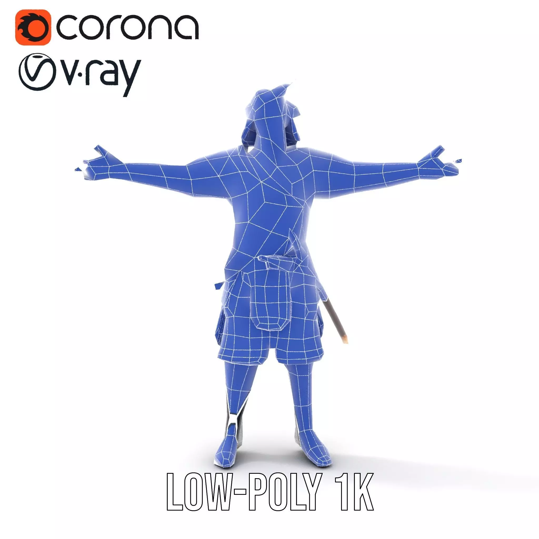 Samurai Warrior Armor model pack Low-poly 3D model_19