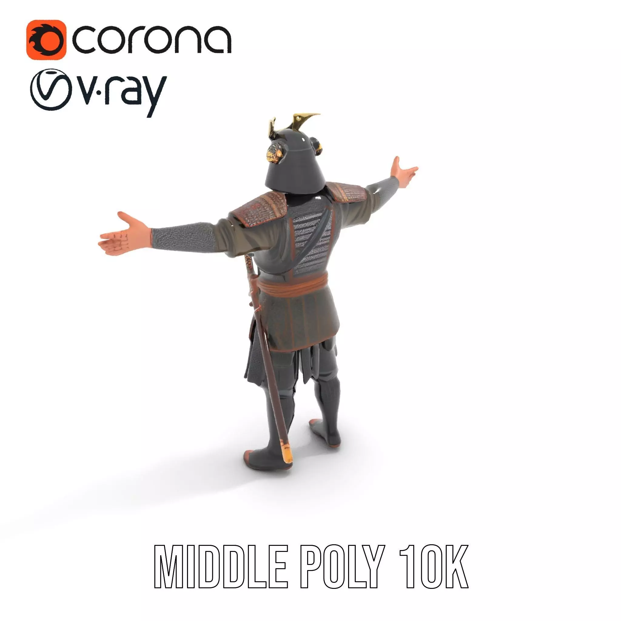 Samurai Warrior Armor model pack Low-poly 3D model_9