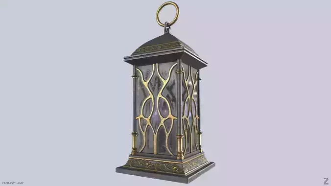 Fantasy lamp Low-poly 3D model