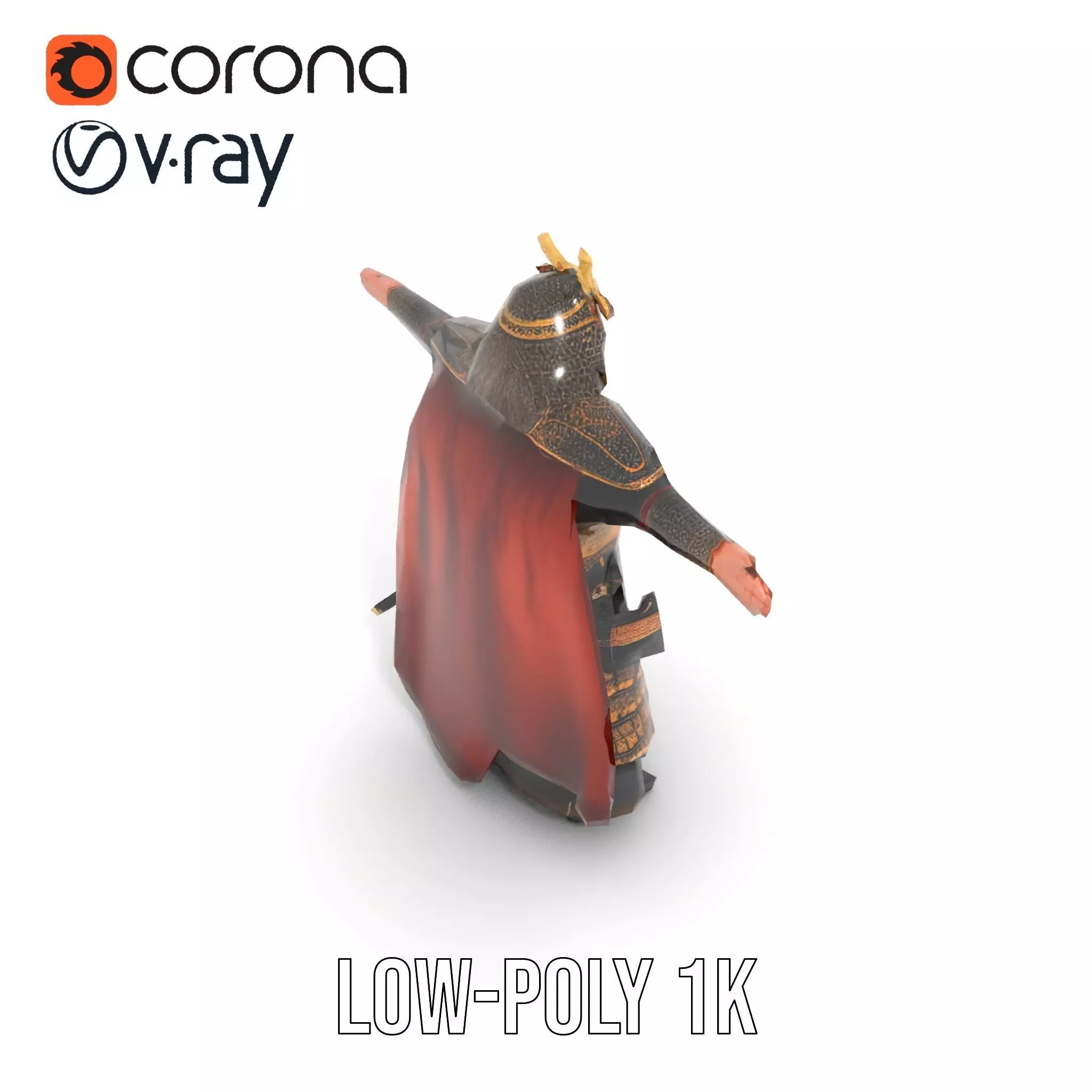 Samurai Armor Warrior model pack Low-poly 3D model_15