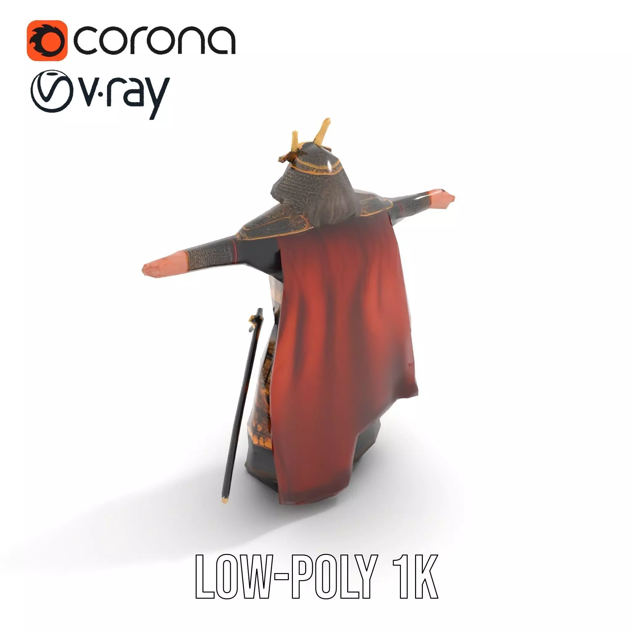 Samurai Armor Warrior model pack Low-poly 3D model_8