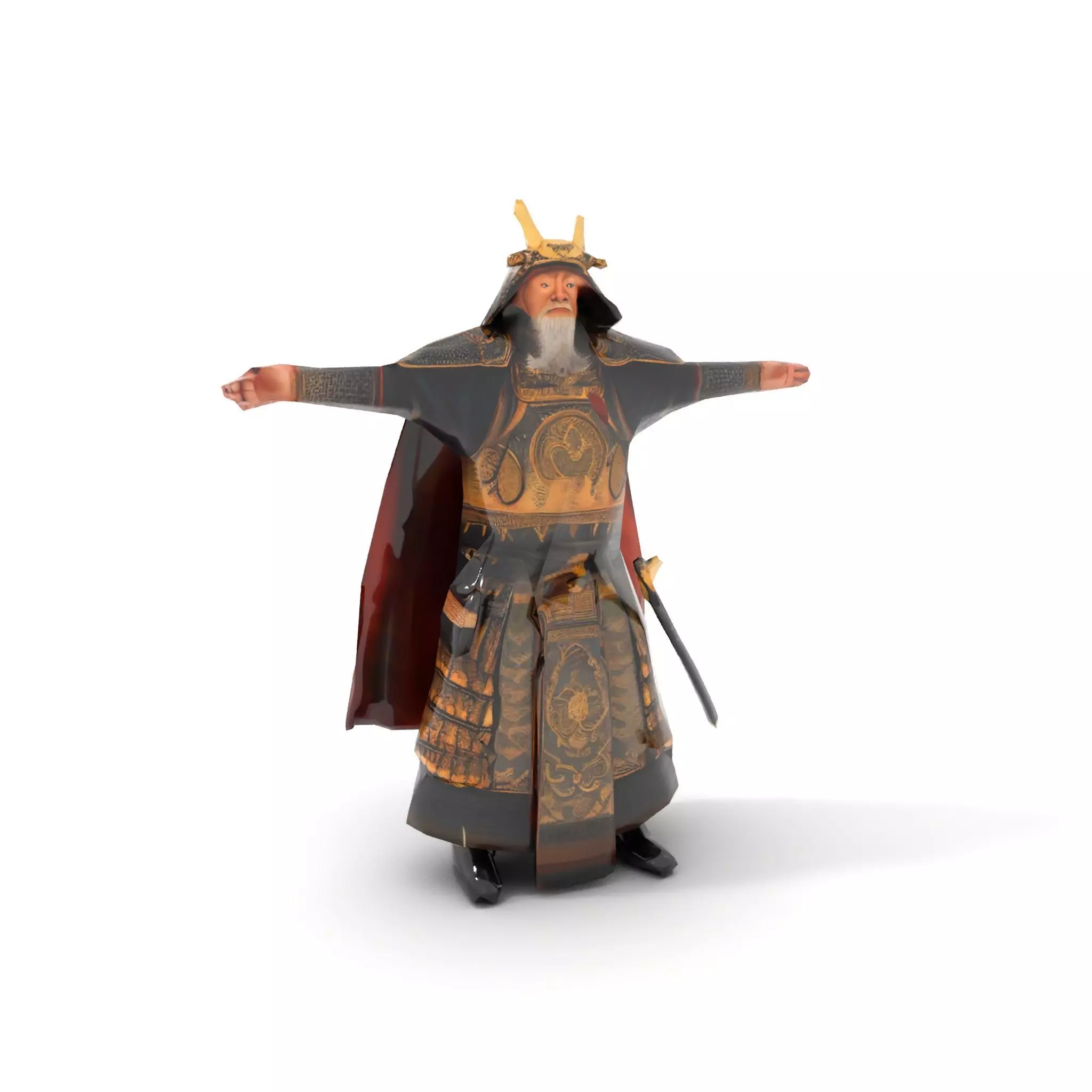 Samurai Armor Warrior model pack Low-poly 3D model_7