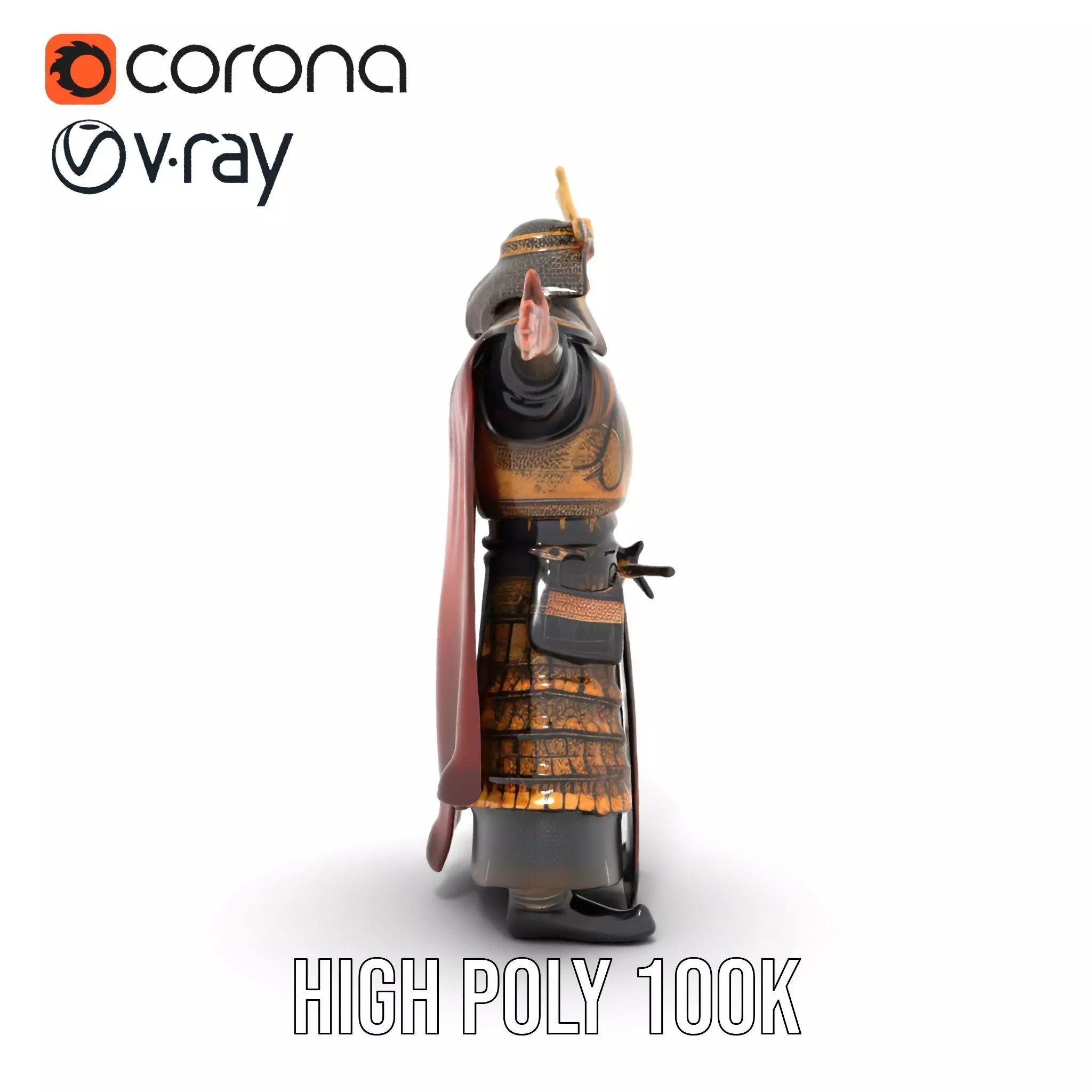 Samurai Armor Warrior model pack Low-poly 3D model_31