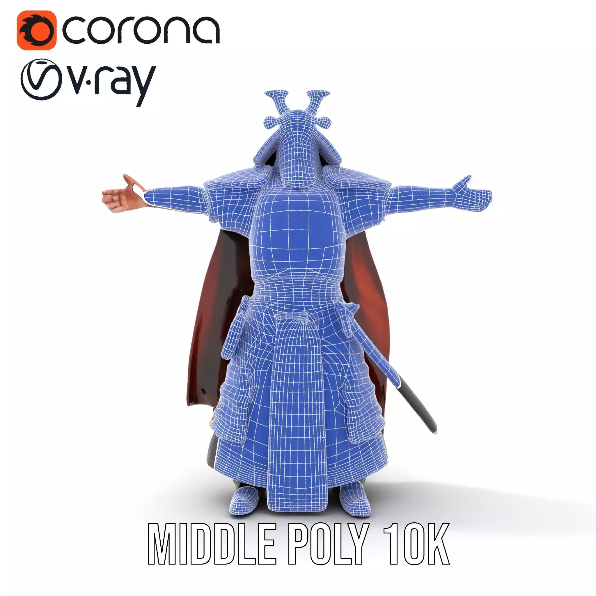 Samurai Armor Warrior model pack Low-poly 3D model_23
