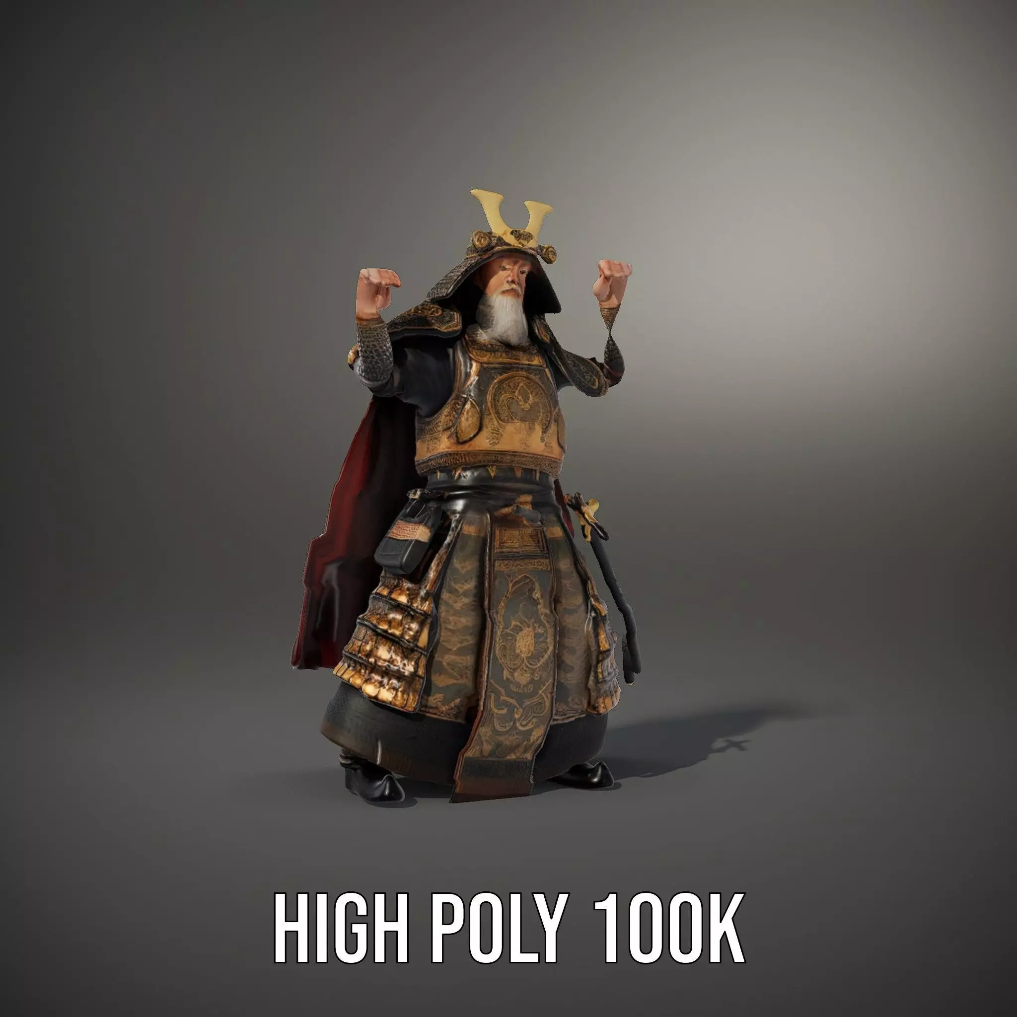 Samurai Armor Warrior model pack Low-poly 3D model_33