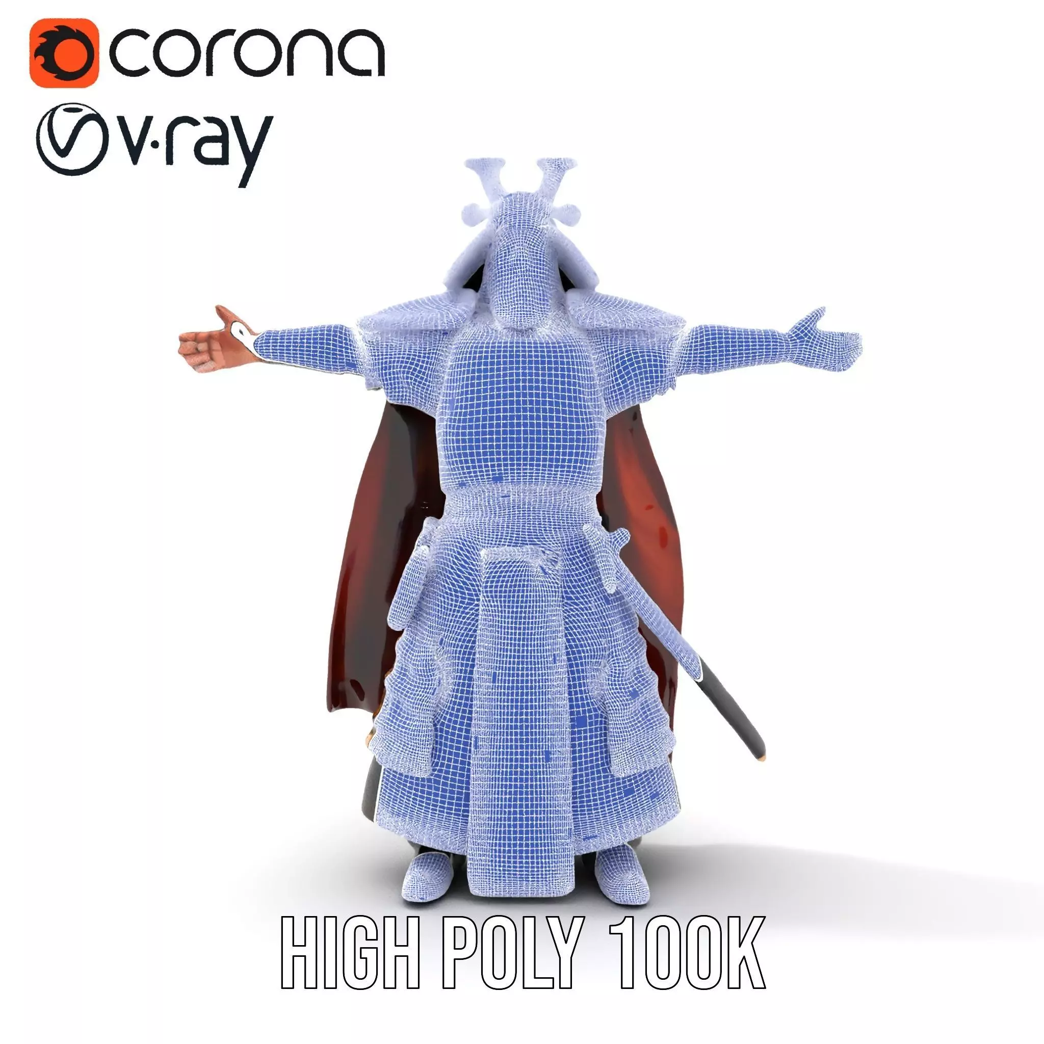 Samurai Armor Warrior model pack Low-poly 3D model_25