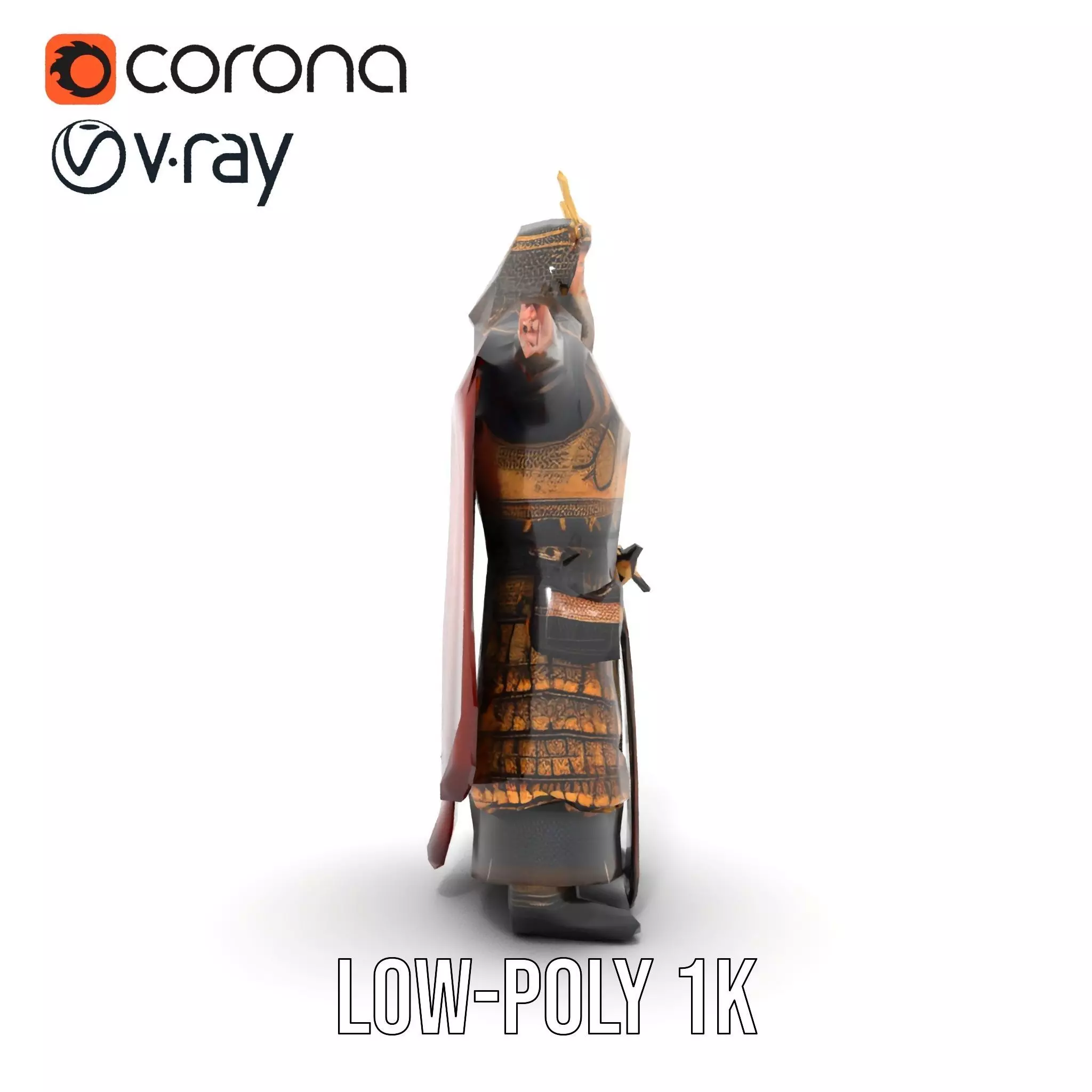 Samurai Armor Warrior model pack Low-poly 3D model_12