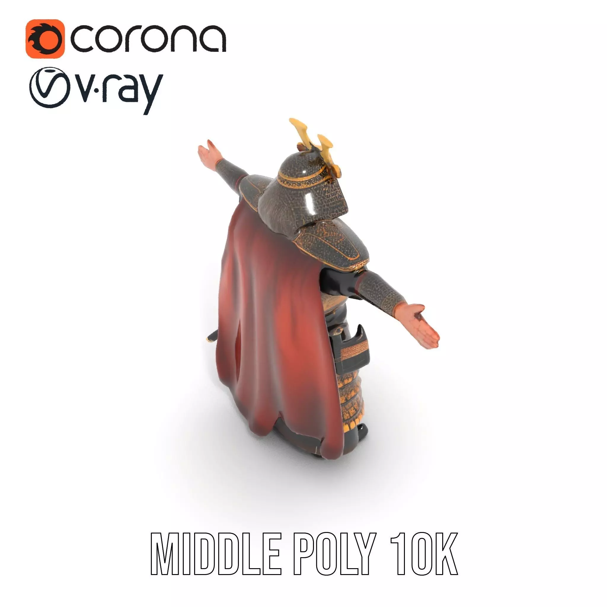 Samurai Armor Warrior model pack Low-poly 3D model_14