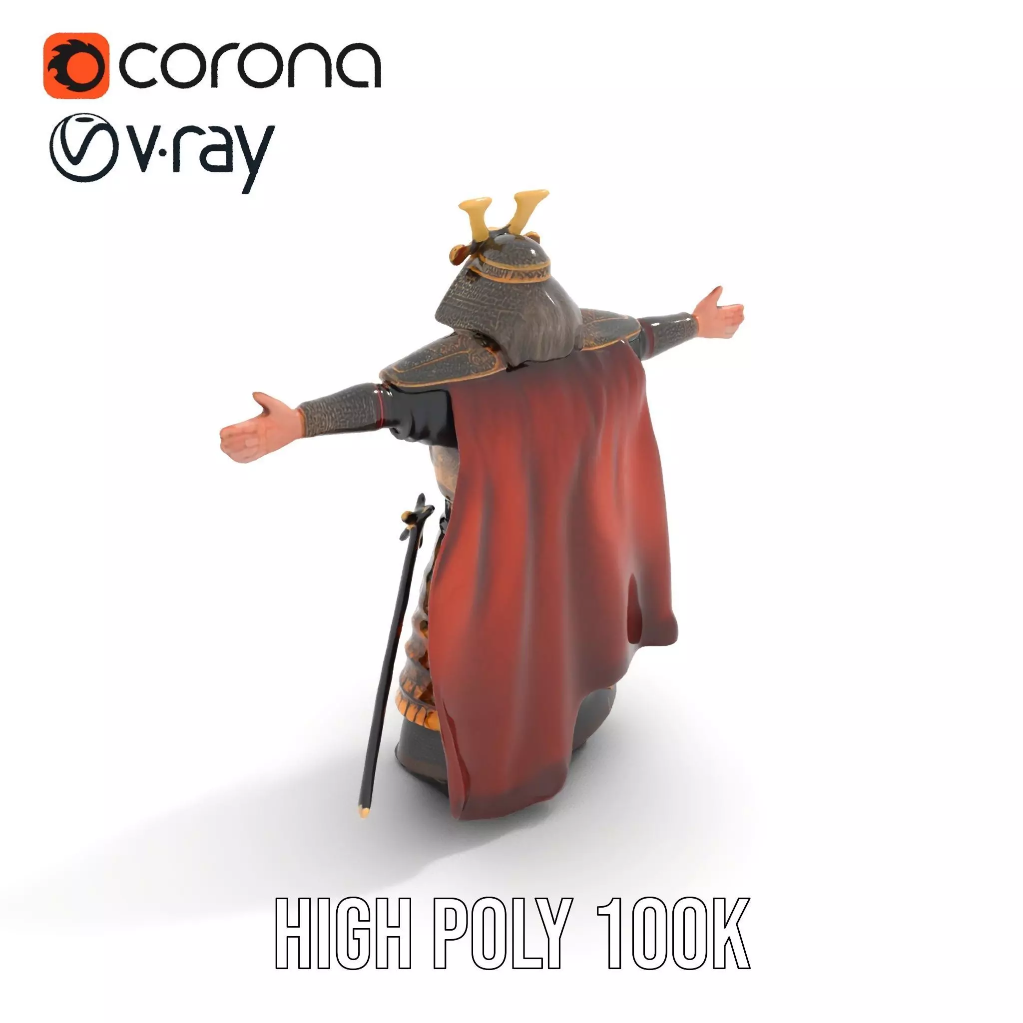 Samurai Armor Warrior model pack Low-poly 3D model_19