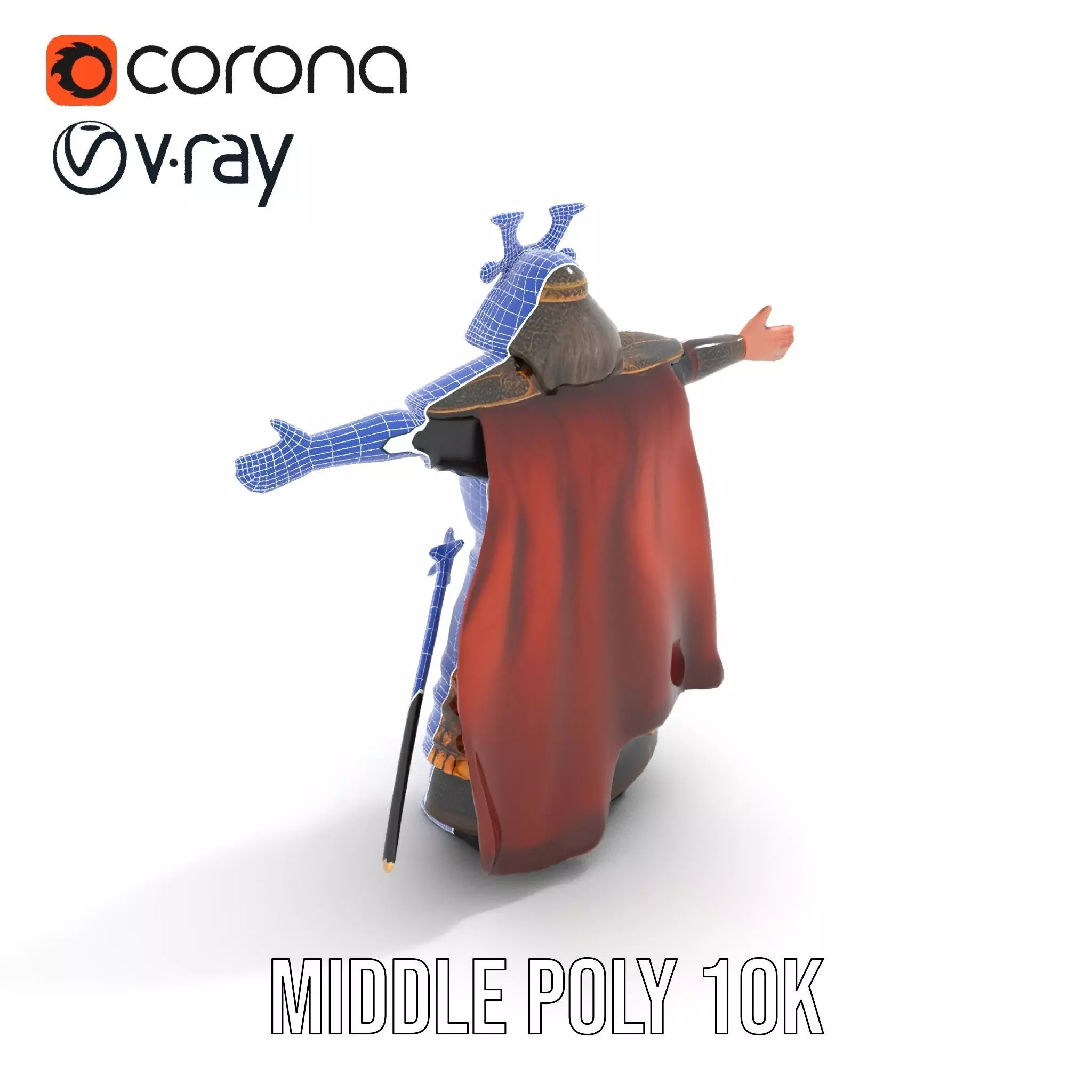 Samurai Armor Warrior model pack Low-poly 3D model_29