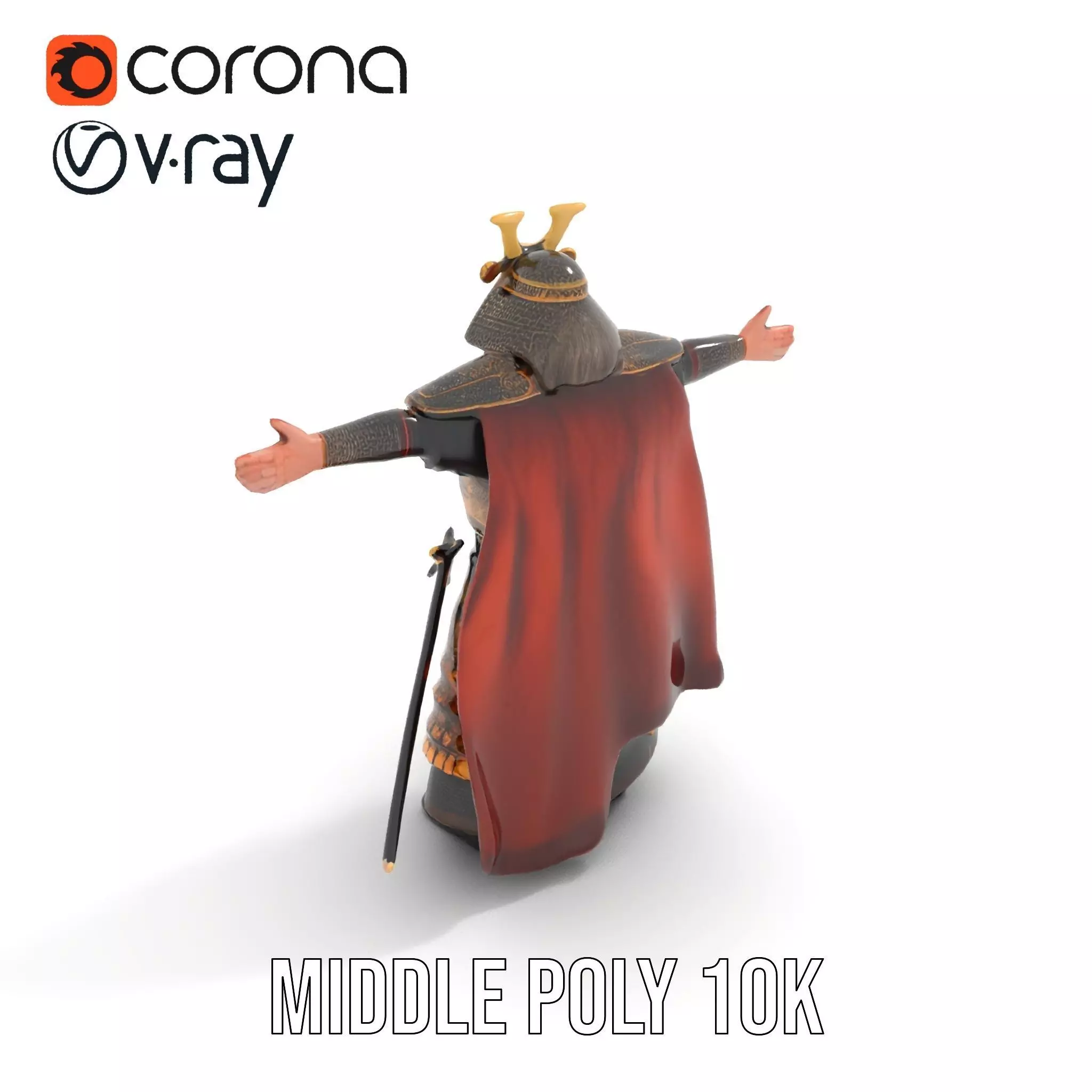 Samurai Armor Warrior model pack Low-poly 3D model_9