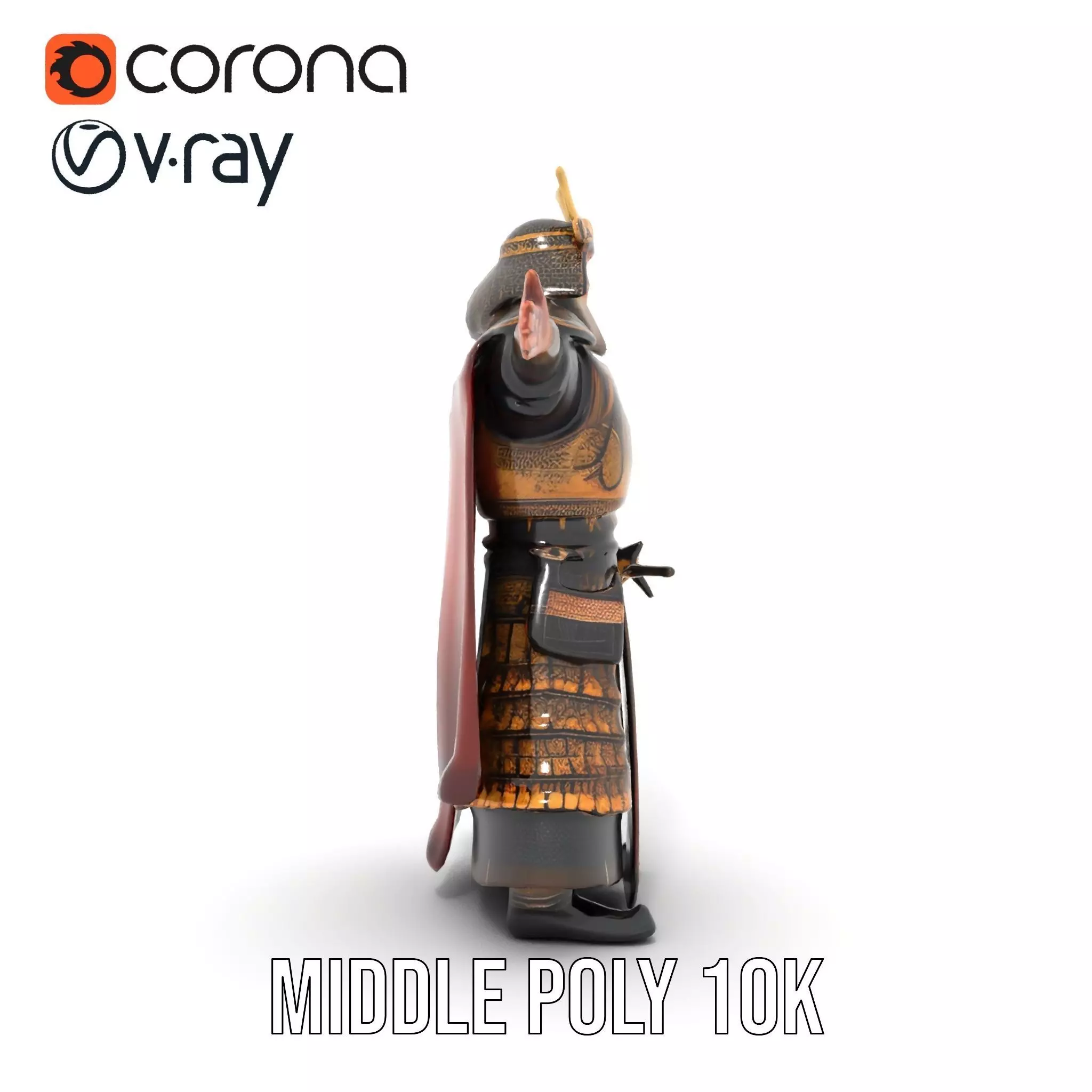 Samurai Armor Warrior model pack Low-poly 3D model_20