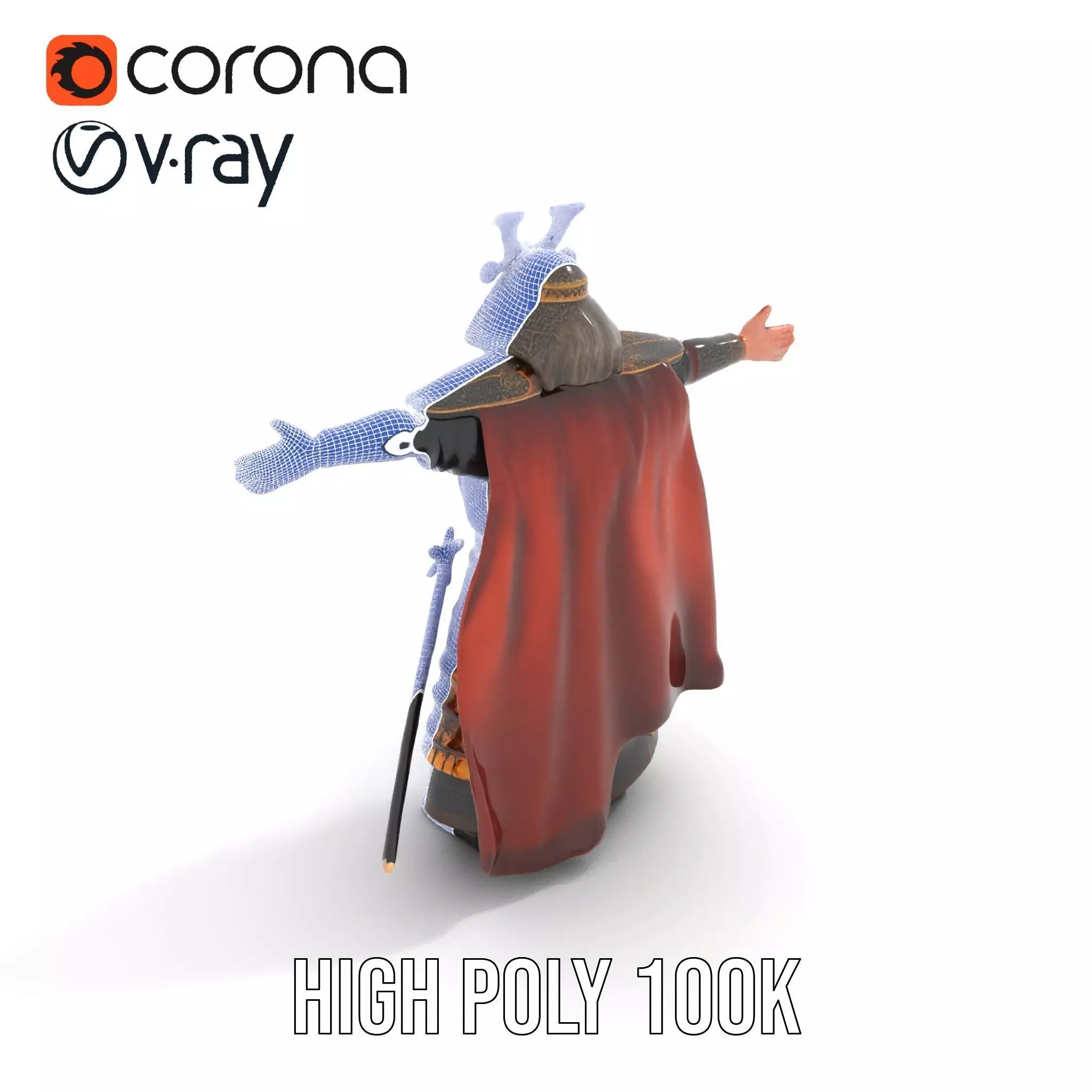 Samurai Armor Warrior model pack Low-poly 3D model_16