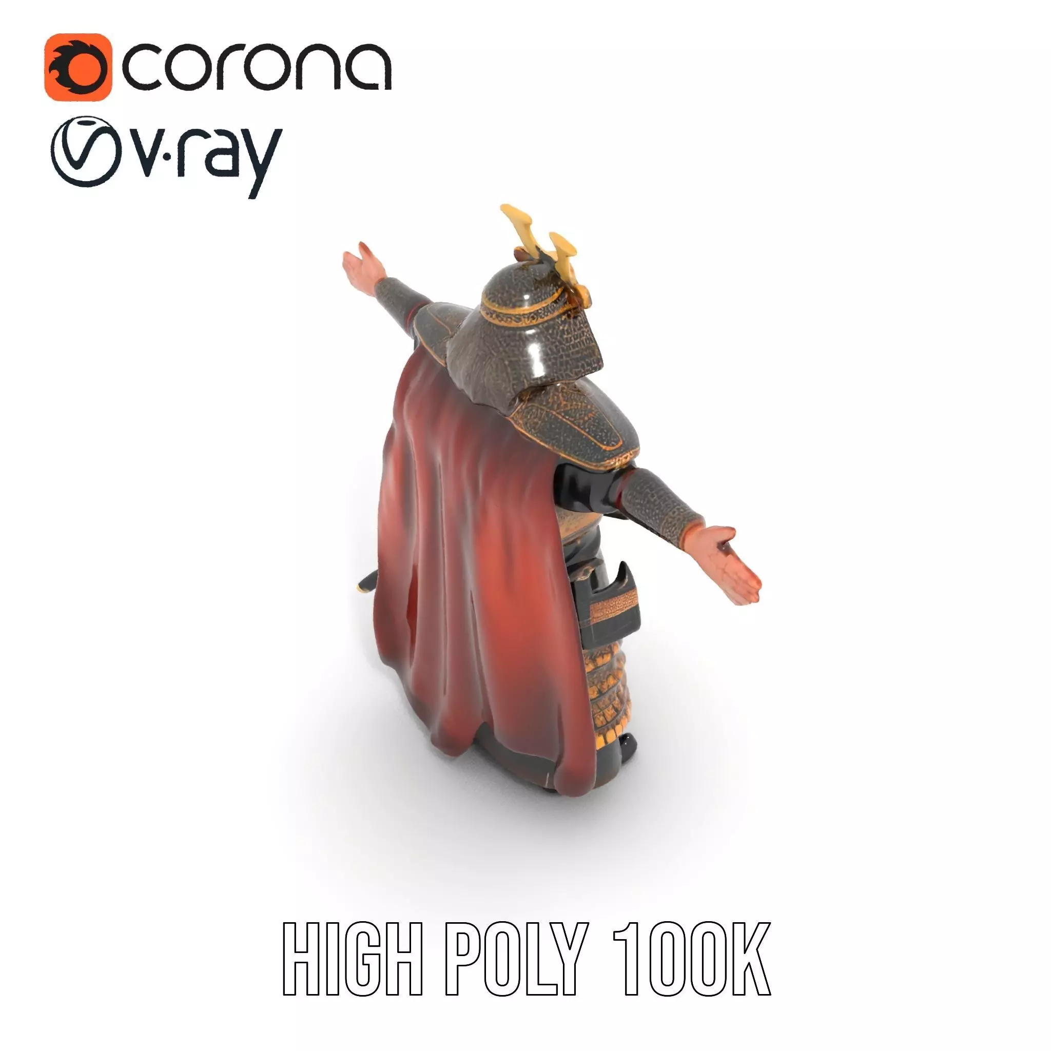 Samurai Armor Warrior model pack Low-poly 3D model_13